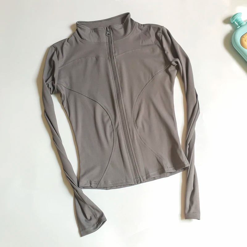 Veste de Sport Femme à Manches Longues – Haut Zip Fitness Yoga, Chaud et Confortable pour l'Hiver, Idéale pour le Gym, Running et Entraînements