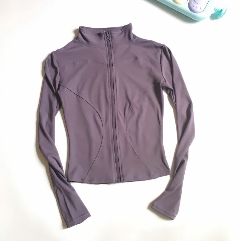 Veste de Sport Femme à Manches Longues – Haut Zip Fitness Yoga, Chaud et Confortable pour l'Hiver, Idéale pour le Gym, Running et Entraînements