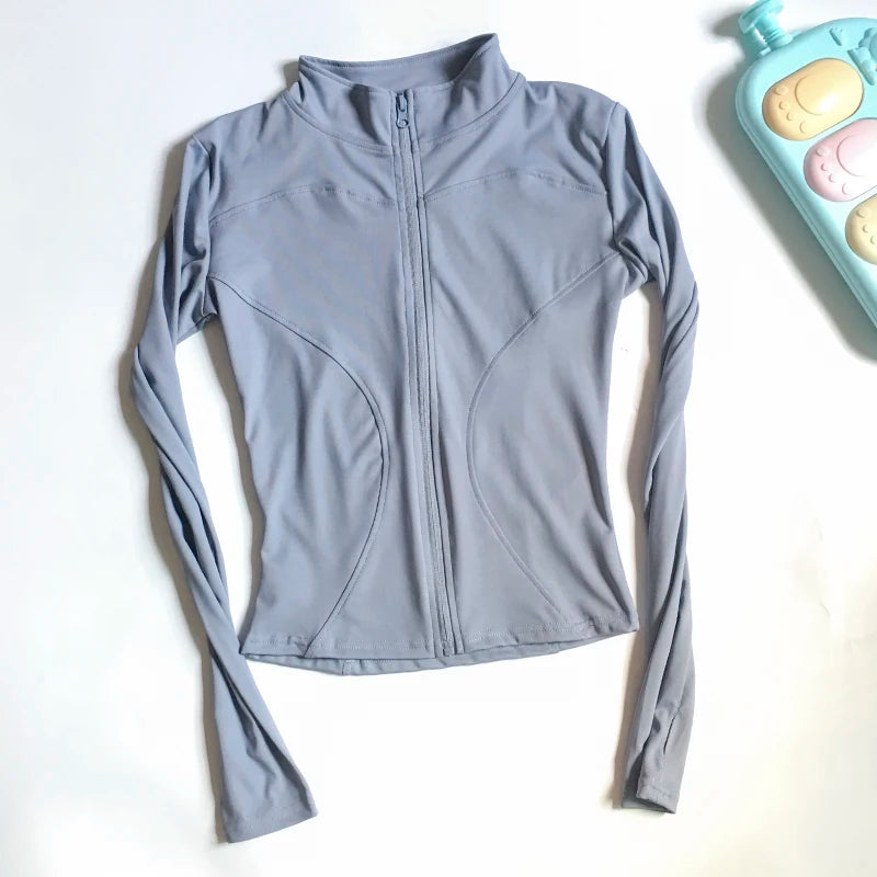 Veste de Sport Femme à Manches Longues – Haut Zip Fitness Yoga, Chaud et Confortable pour l'Hiver, Idéale pour le Gym, Running et Entraînements