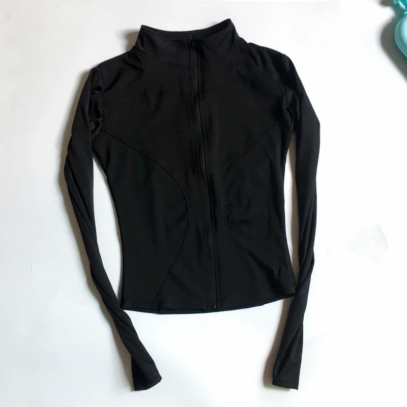 Veste de Sport Femme à Manches Longues – Haut Zip Fitness Yoga, Chaud et Confortable pour l'Hiver, Idéale pour le Gym, Running et Entraînements