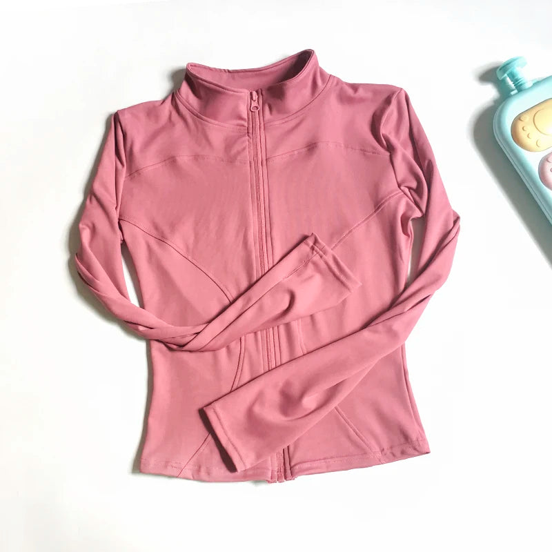 Veste de Sport Femme à Manches Longues – Haut Zip Fitness Yoga, Chaud et Confortable pour l'Hiver, Idéale pour le Gym, Running et Entraînements