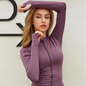 Veste de Sport Femme à Manches Longues – Haut Zip Fitness Yoga, Chaud et Confortable pour l'Hiver, Idéale pour le Gym, Running et Entraînements